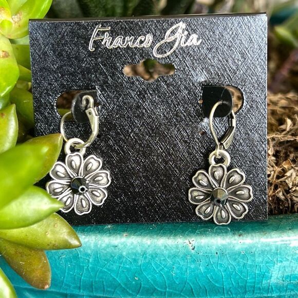 Silver Floral Drop Franco Gia Earrings $16ea / 3 for $25 - Picture 1 of 6